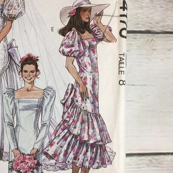 Vintage McCall's 4170 Wedding or Bride's Maids Dress Sewing Pattern 1989 Size 8 - Picture 4 of 12